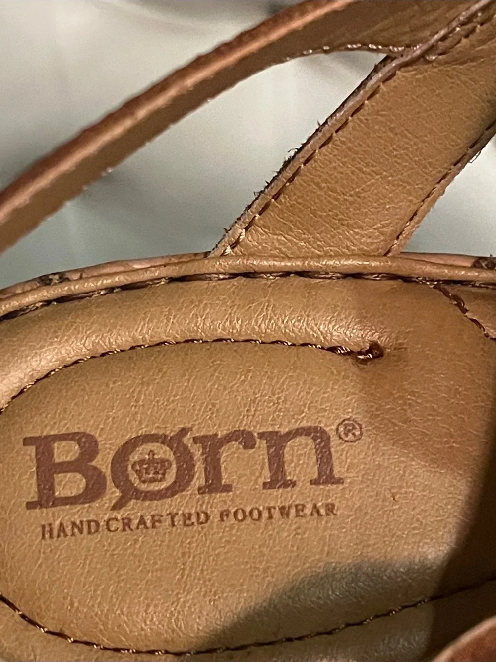Born Brown Leather Cork Wedge Sandals